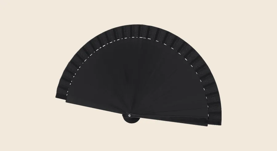 Abanicos personalizados: abanico negro plegable de tela