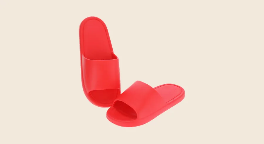 Amenities personalizados: chanclas de baño rojas de goma