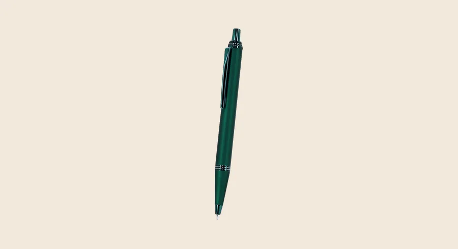 Bolígrafos metálicos personalizados: bolígrafo metálico verde oscuro con clip
