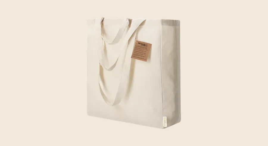 Bolsas ecológicas personalizadas para empresas: bolsa de algodón reciclado con asas largas