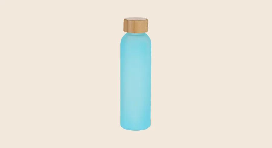Botellas ecológicas personalizadas para empresas: botella de vidrio reciclado con tapón de bambú