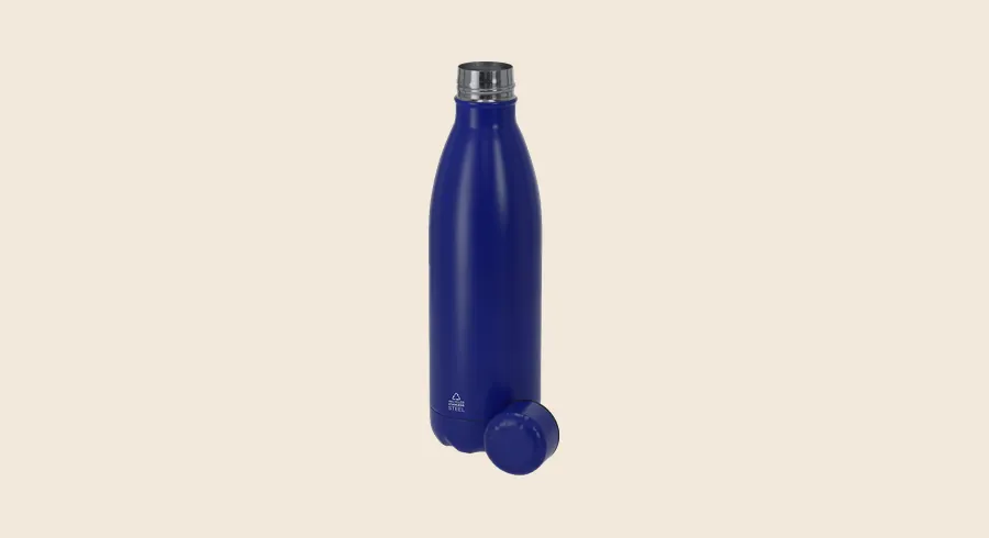 Botellas térmicas personalizadas: bidón térmico azul marino de acero