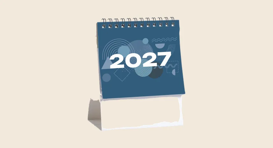 Calendarios personalizados: calendario de sobremesa azul con base blanca