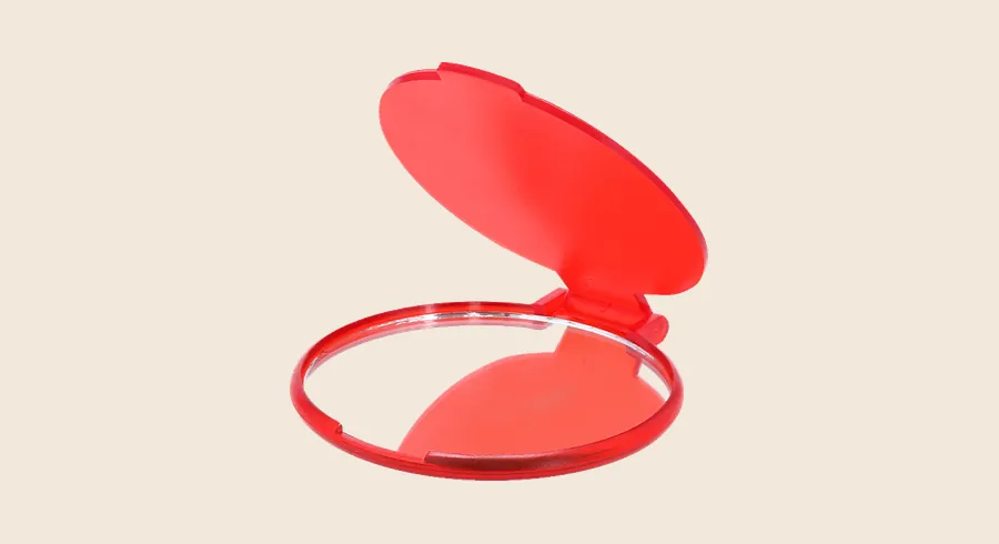 Espejos de bolsillo personalizados: espejo de bolsillo rojo abierto