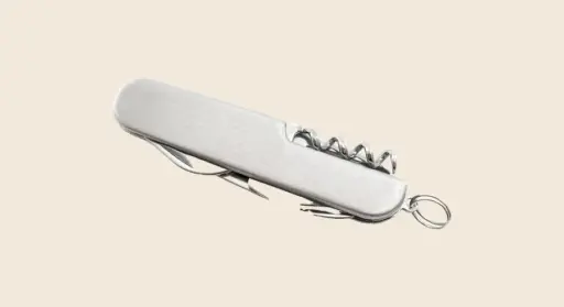 Herramientas, brico y automóvil: navaja multiusos plateada de bolsillo