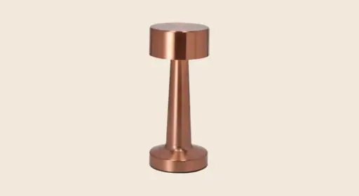 Hogar y decoración: lámpara de mesa cobriza cilíndrica