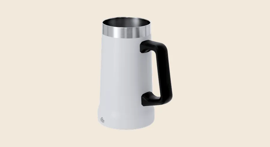 Jarras personalizadas: jarra alta gris con asa negra