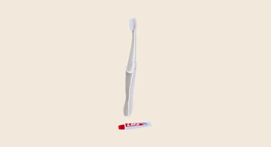 Kits dentales personalizados para clínicas: cepillo de dientes plegable de caña de trigo con tubo de pasta dentífrica