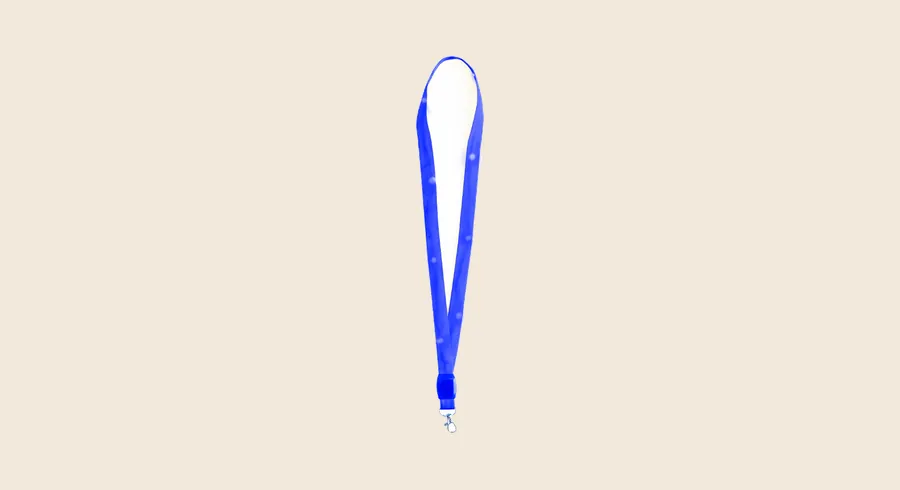 Lanyards y acreditaciones para ferias: lanyard azul de poliéster