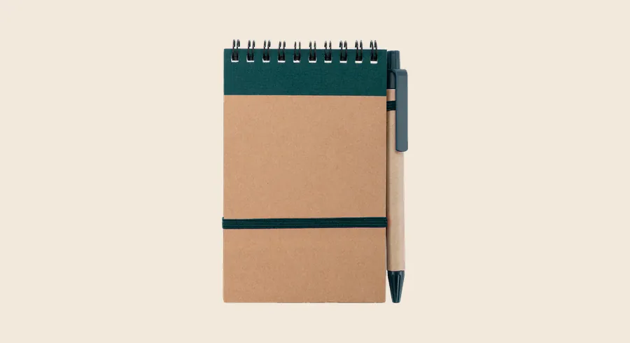 Libretas ecológicas personalizadas para empresas: libreta de cartón reciclado con bolígrafo