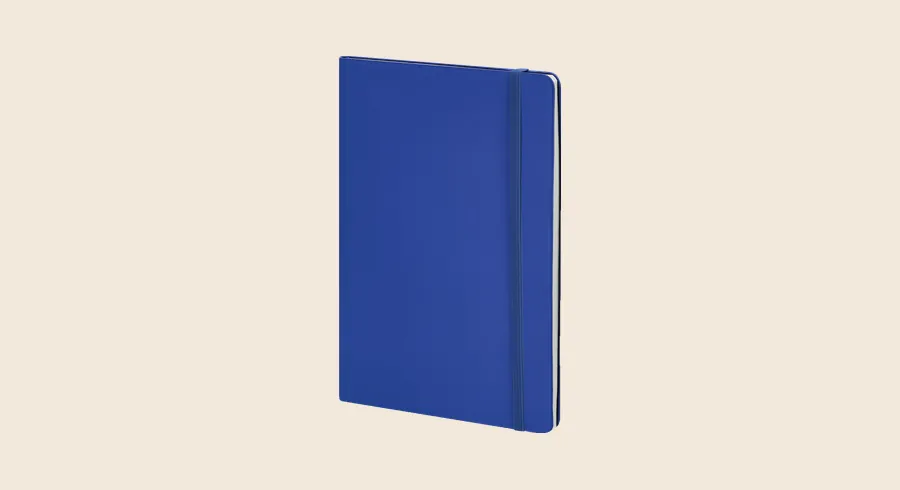 Libretas personalizadas: libreta azul con cierre elástico