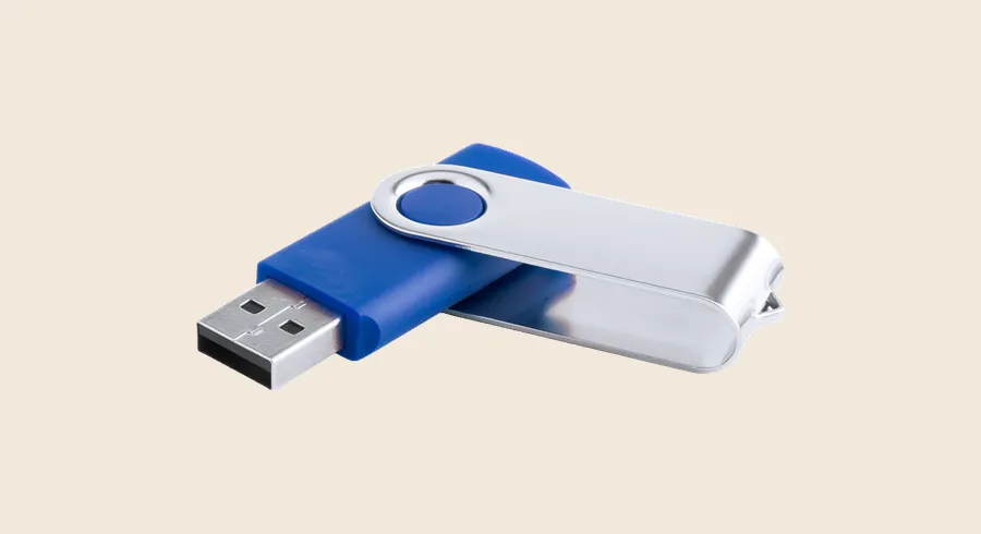 Memorias USB personalizadas: memoria usb azul giratoria