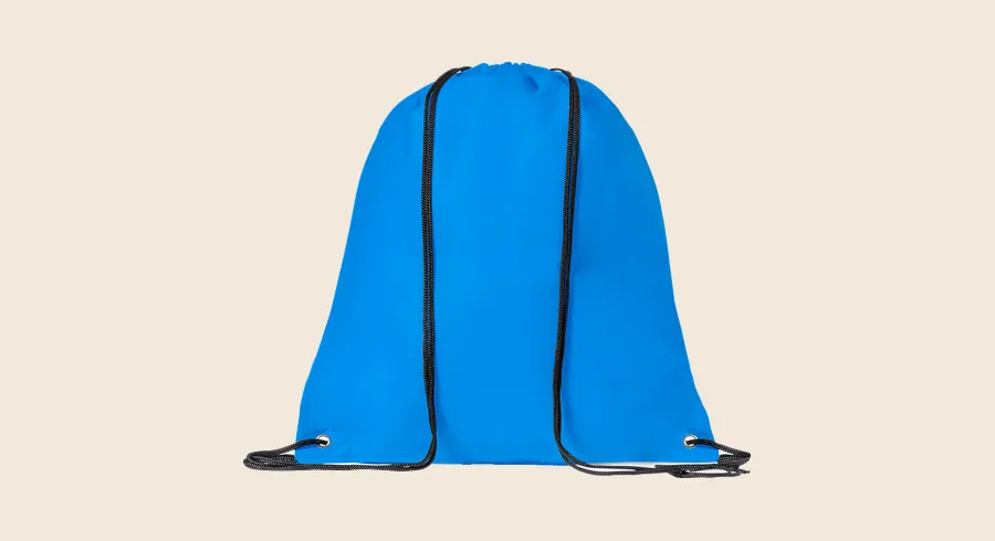 Merchandising y regalos para ferias: mochila de cuerdas azul de non woven