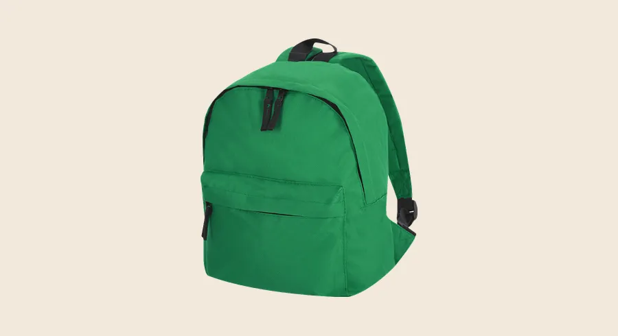 Mochilas infantiles personalizadas: mochila infantil verde con bolsillo frontal