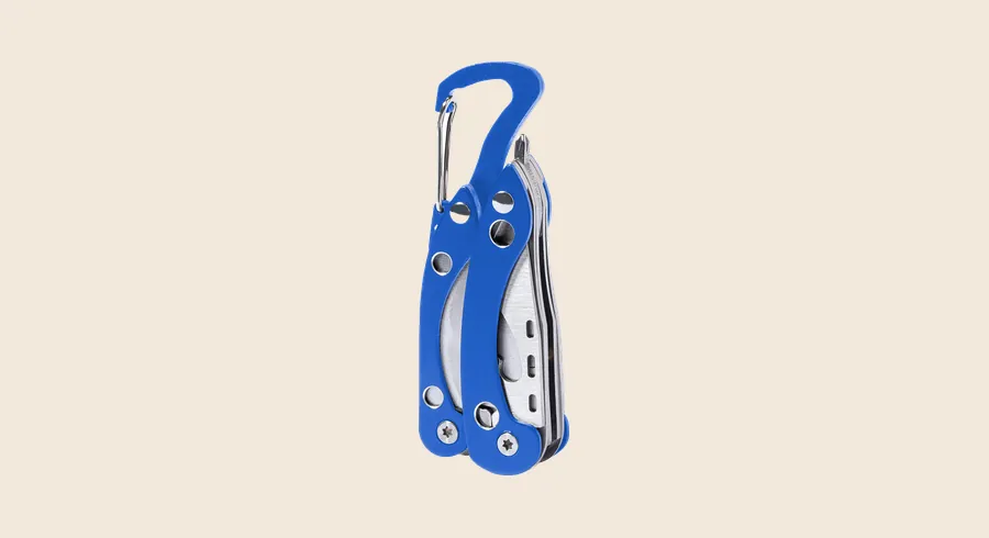 Multiherramientas personalizadas: multiherramienta plegable azul metálica