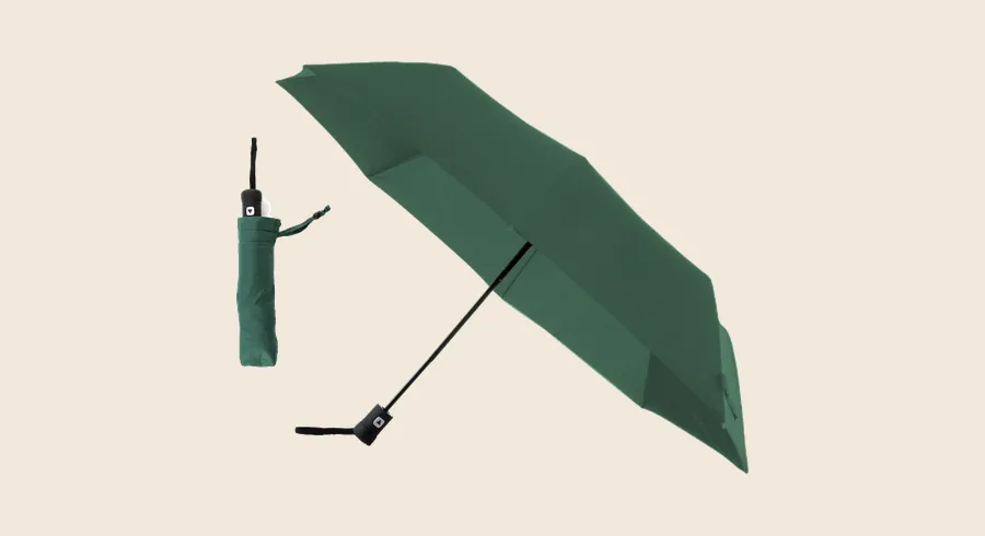 Paraguas personalizados: paraguas verde oscuro con mango de madera