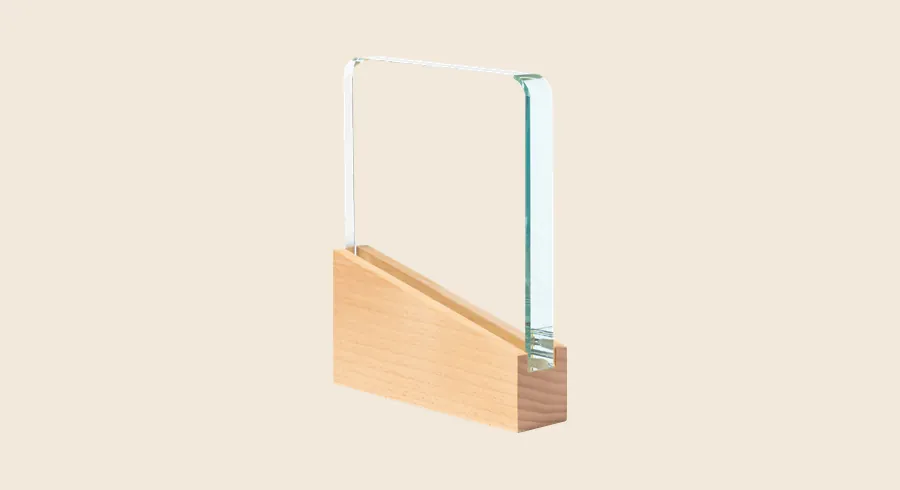 Placas conmemorativas personalizadas: placa de cristal sobre base de madera