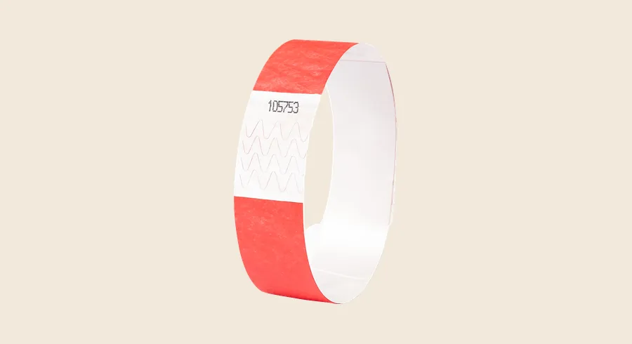 Pulseras para eventos personalizadas: pulsera de papel roja y blanca