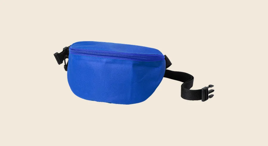 Riñoneras personalizadas: riñonera azul con cinturón ajustable