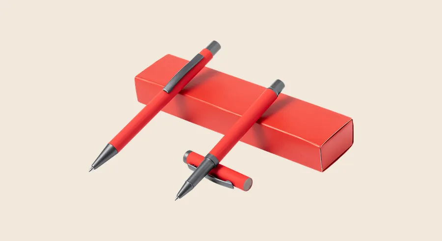 Sets de escritura personalizados: set de bolígrafos en caja roja