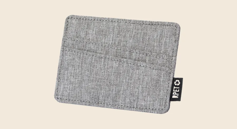 Tarjeteros personalizados: tarjetero de tela gris con bolsillo para tarjetas