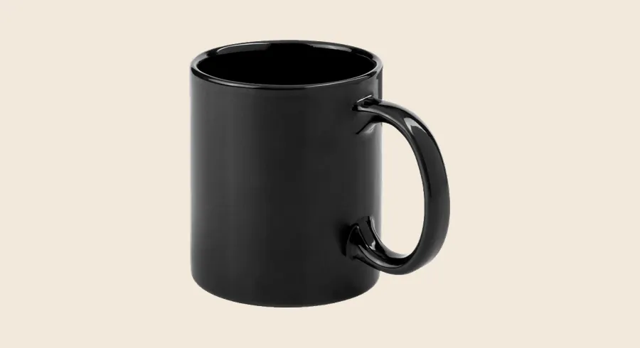 Tazas de cerámica personalizadas: taza de cerámica negra lisa
