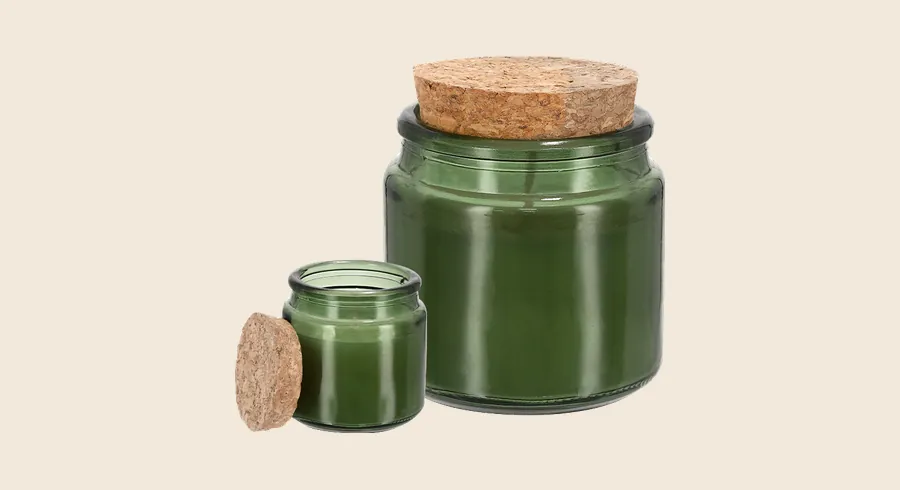 Velas aromáticas personalizadas: vela aromática verde en tarro de cristal